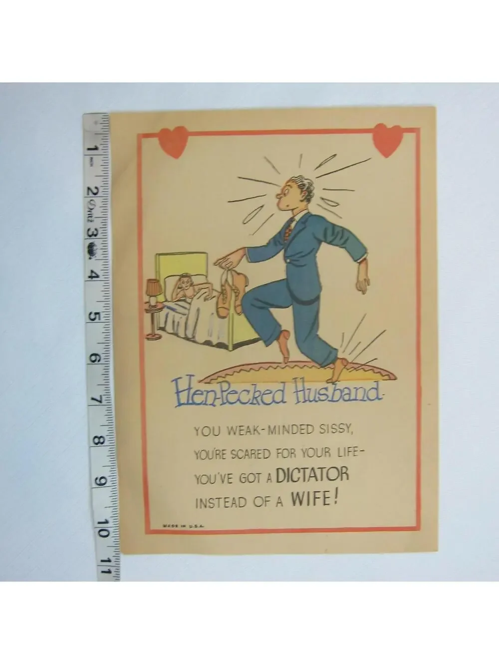 Vintage Vinegar Valentine Hen-Pecked Husband Penny Dreadful Insult Poem Ephemera